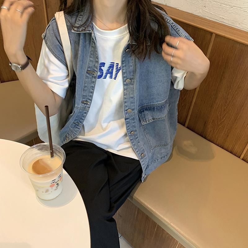 Women's Spring Korean Loose Denim Sleeveless Casual Vest Trend