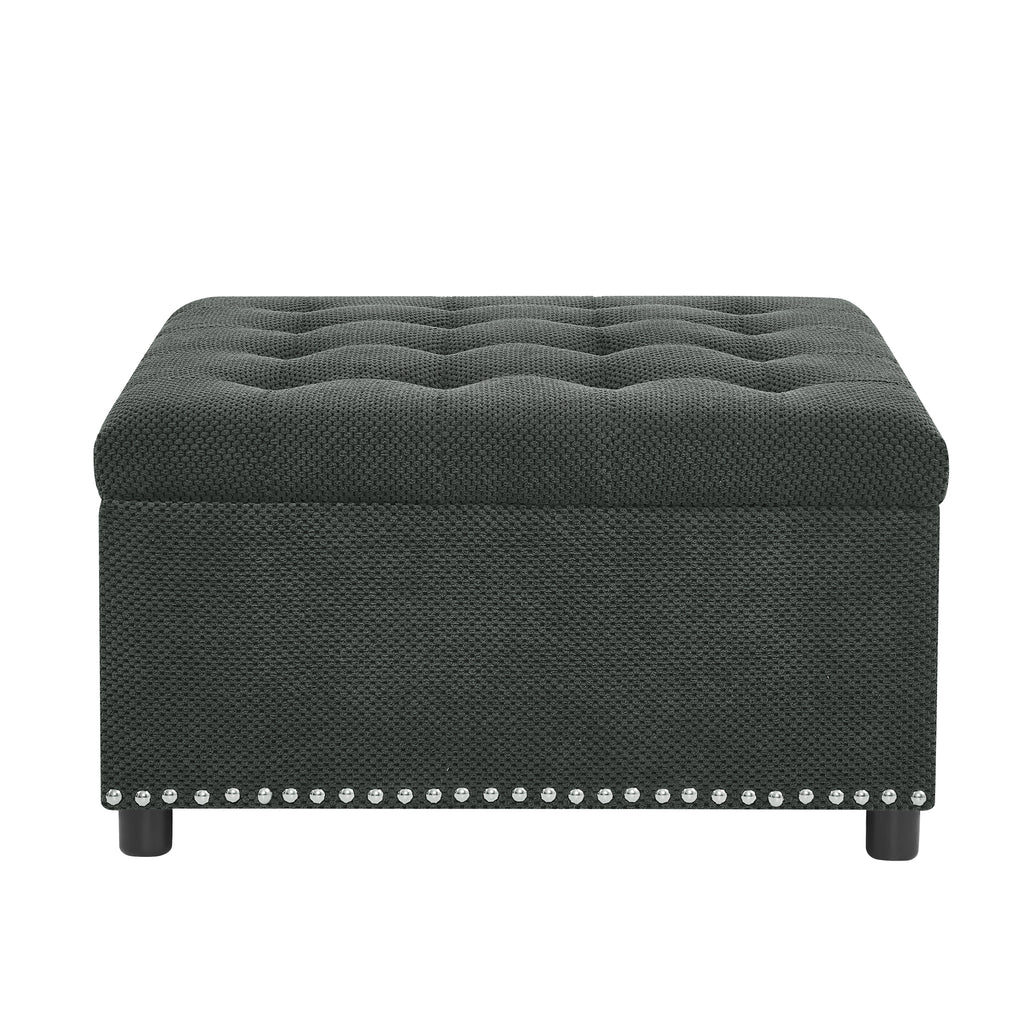 Tufted Storage Ottoman with Nailhead Trim