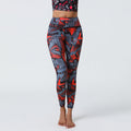 Womens High-Waisted Stretchy Printed Athletic Yoga Fitness Pants