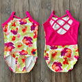 Fiji Floral Mesh Criss Cross Back Leotard