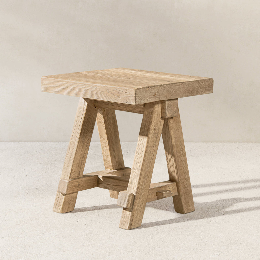 Hawthorne 18" Square Reclaimed Elm Trestle Side Table