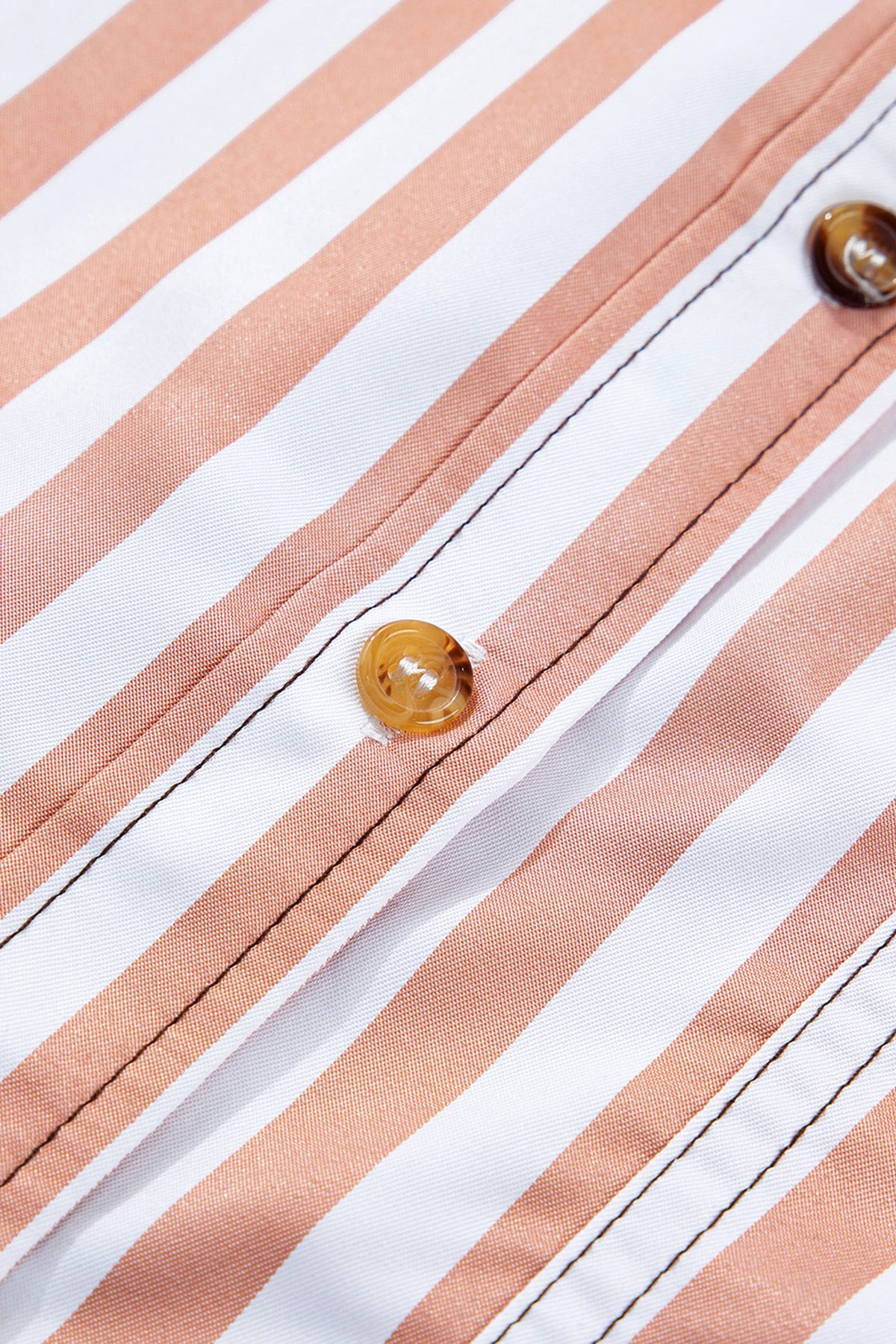 Brown Stripe Western Button Down Long Sleeve Casual Shirt