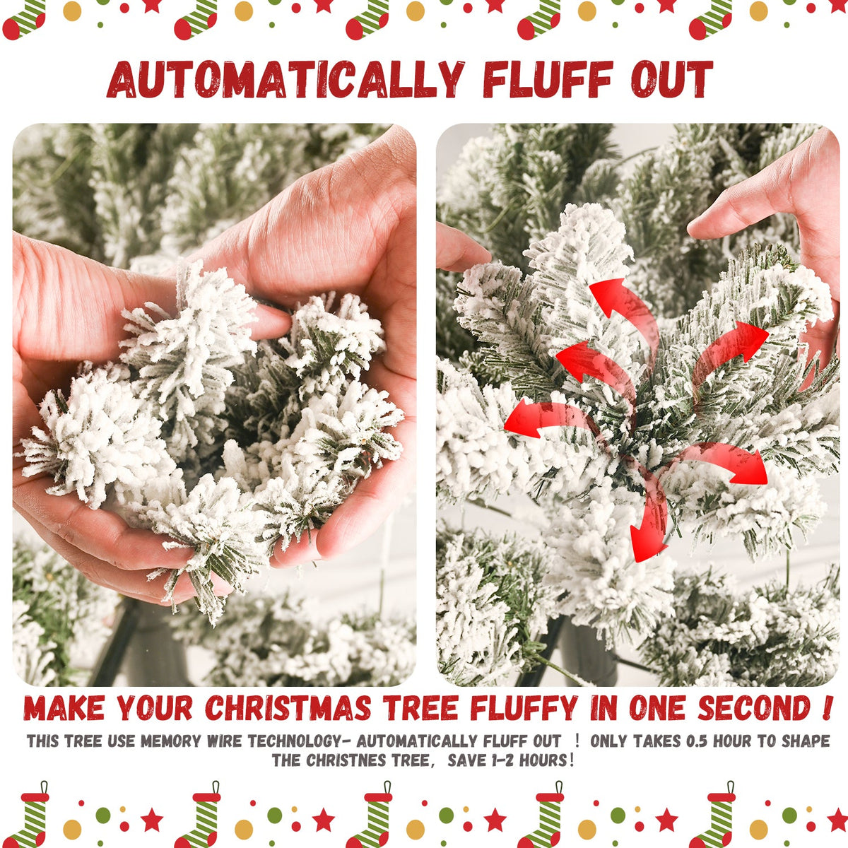 9FT Flocked Christmas Tree with 1964 Tips