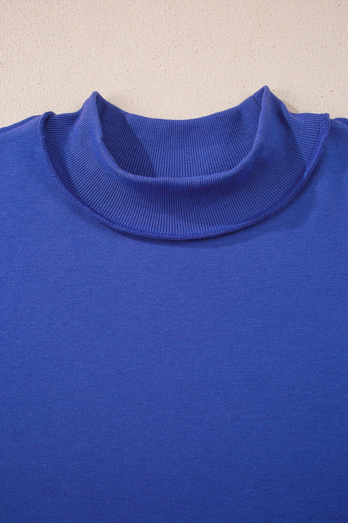 Solid Mock Neck Drop Shoulder Oversize Sweatshirt