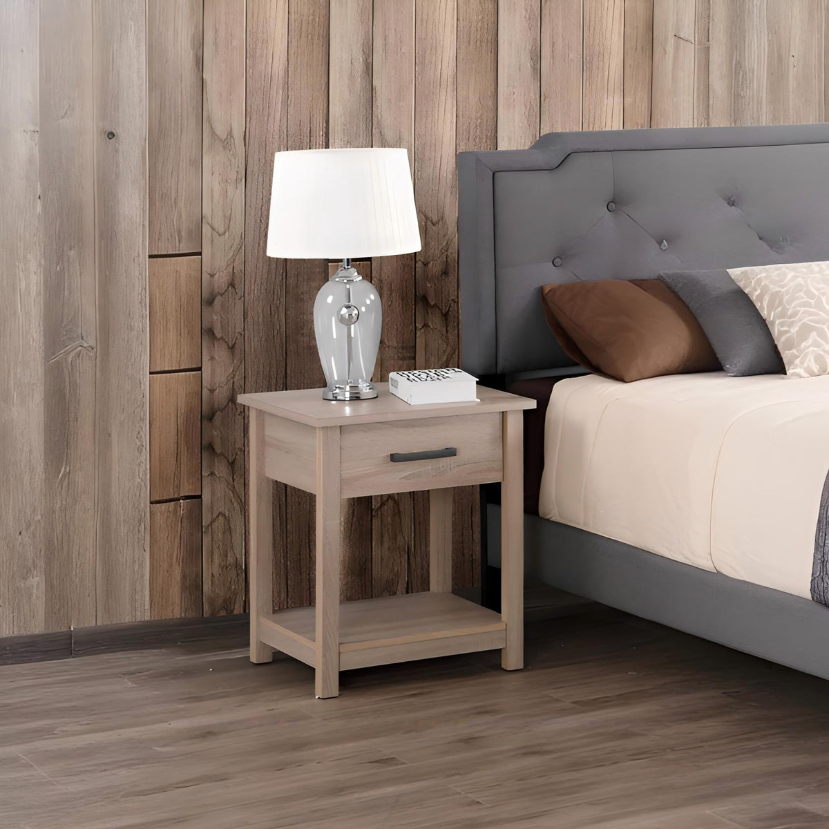 Sleek Contemporary Nightstand In Sandle Wood
