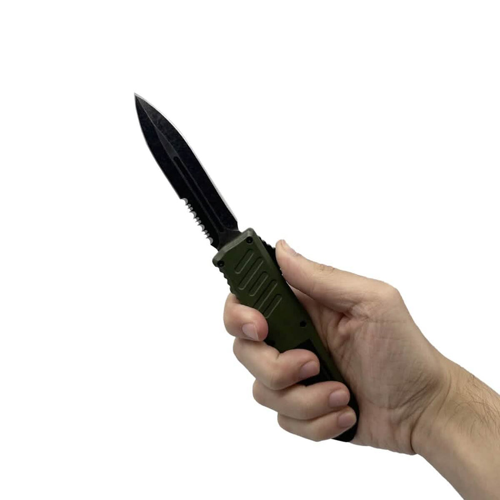 2-Pack: 5.5" Automatic OTF Knife w/ Half Serrated Dagger Blade