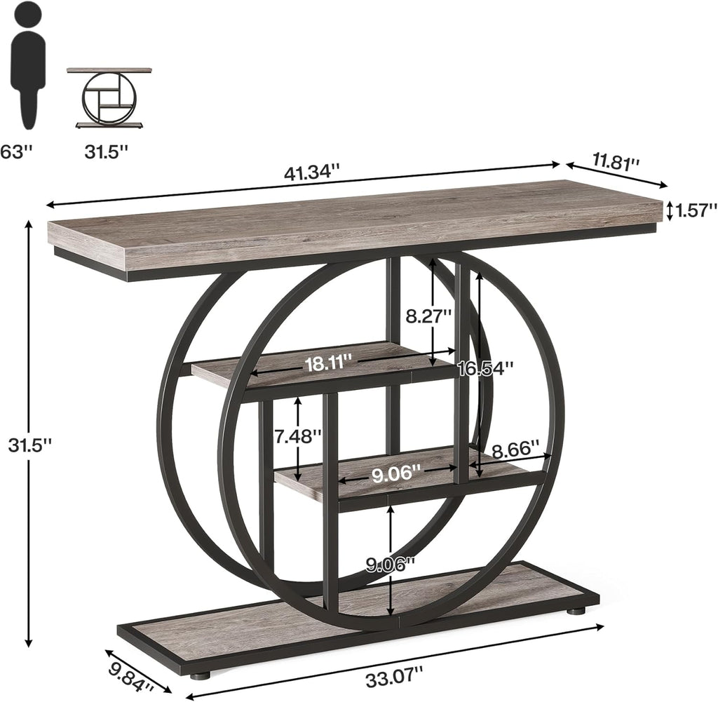 41.3" Industrial Console Table, 4-Tier