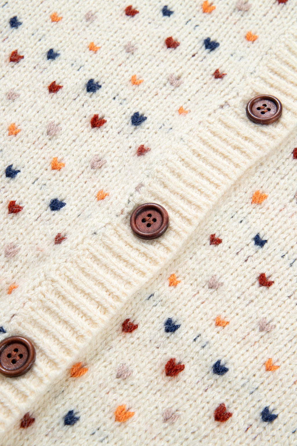 Beige Geometric Print Button Front Long Sleeve Regular Fit Cardigan