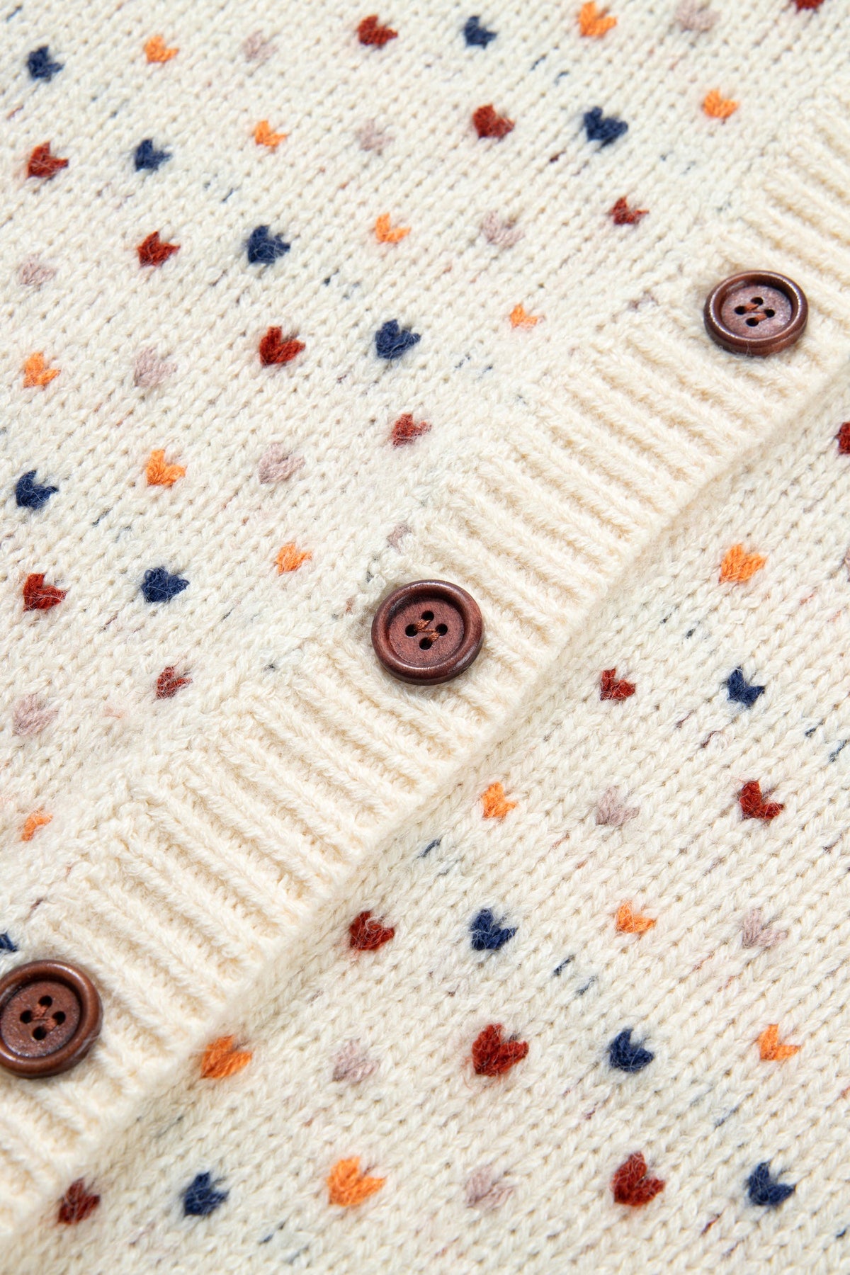 Beige Geometric Print Button Front Long Sleeve Regular Fit Cardigan