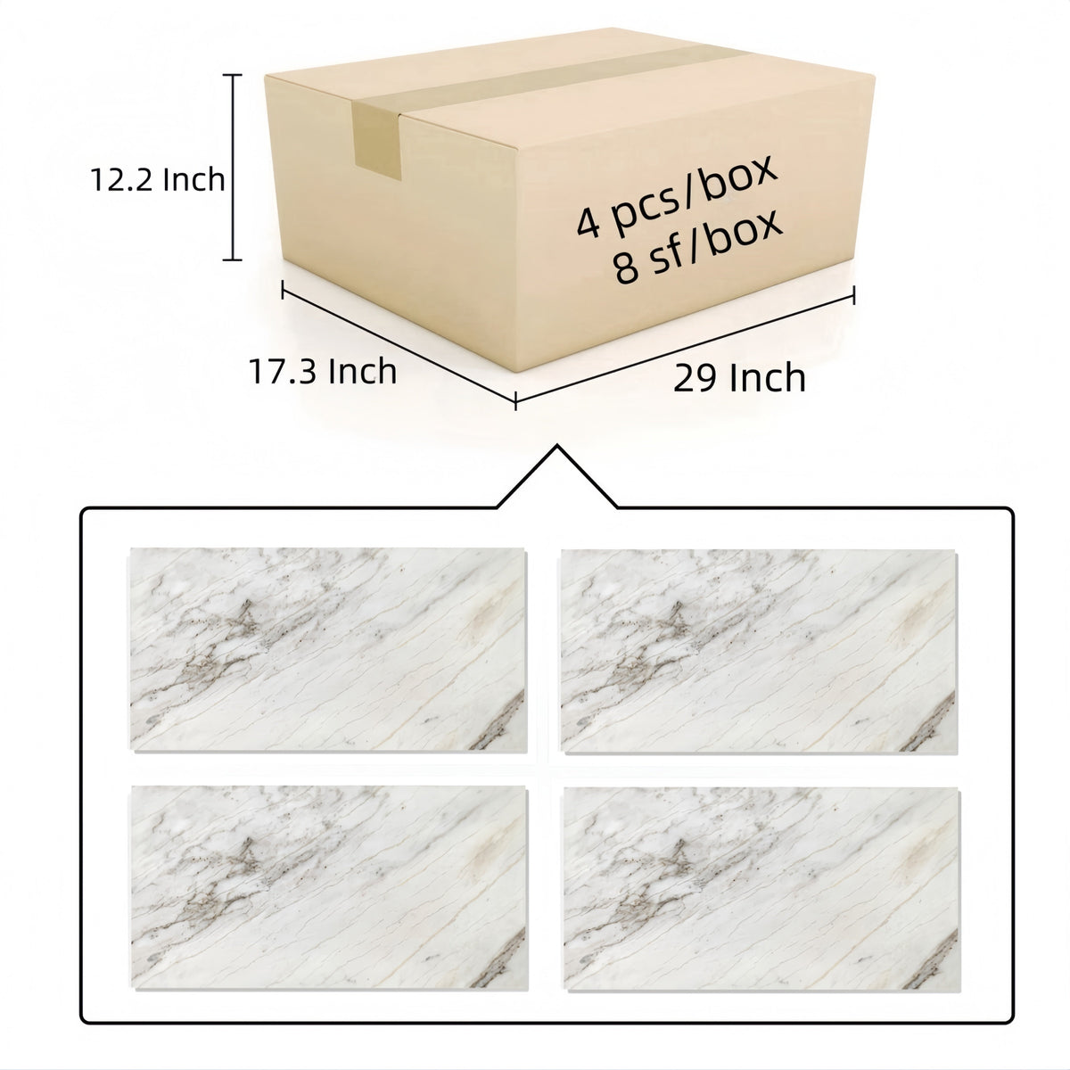 12x24 White Polished Marble Tile