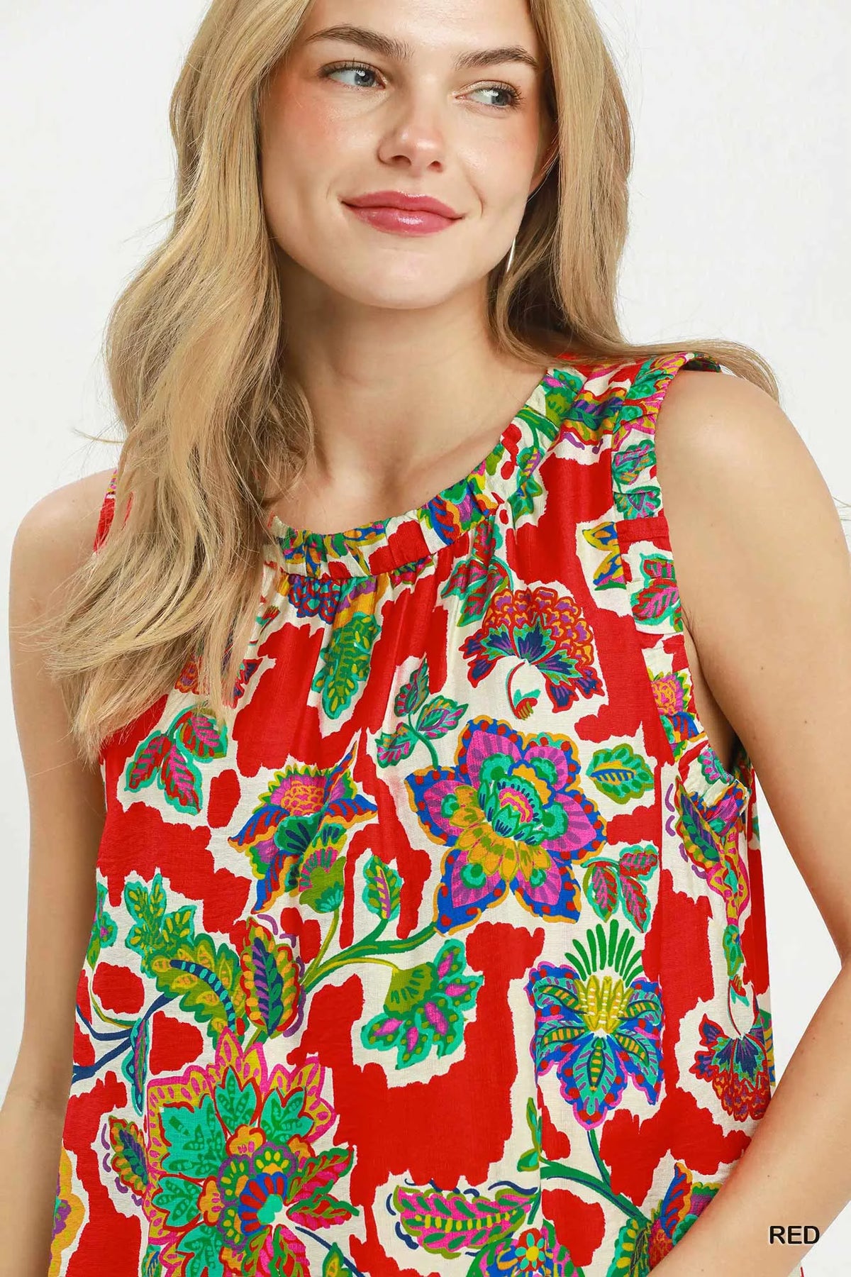 Umgee Abstract Print Sleeveless Shift Dress