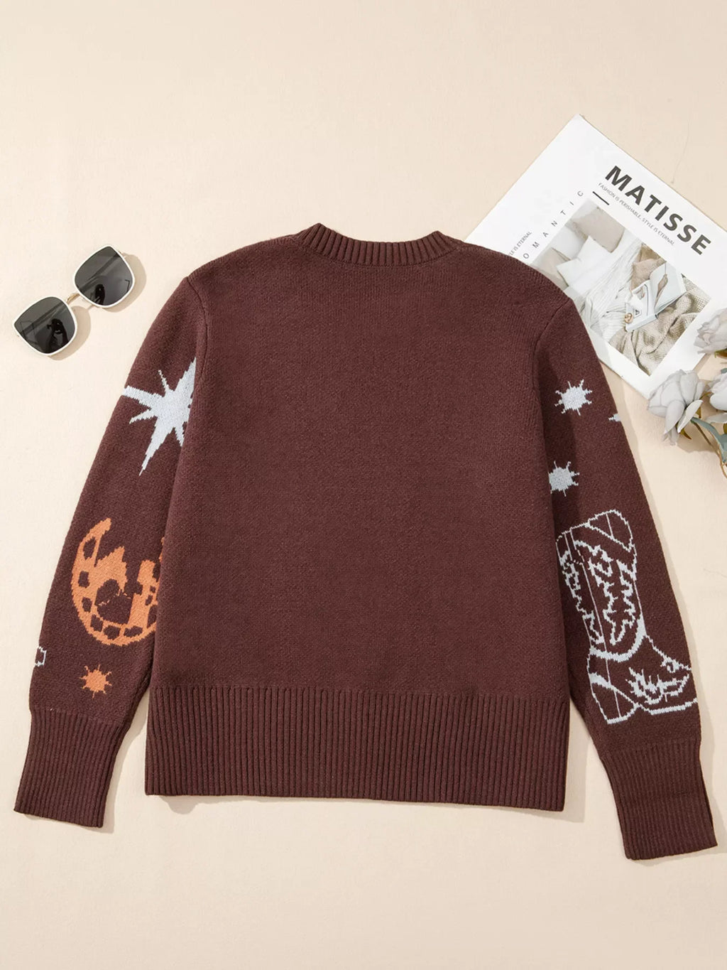 Cowgirl Round Neck Casual Sweater