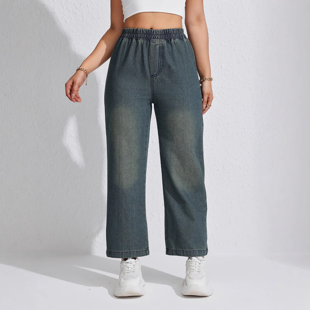 Retro Loose-fit Womens Wide-leg Jeans