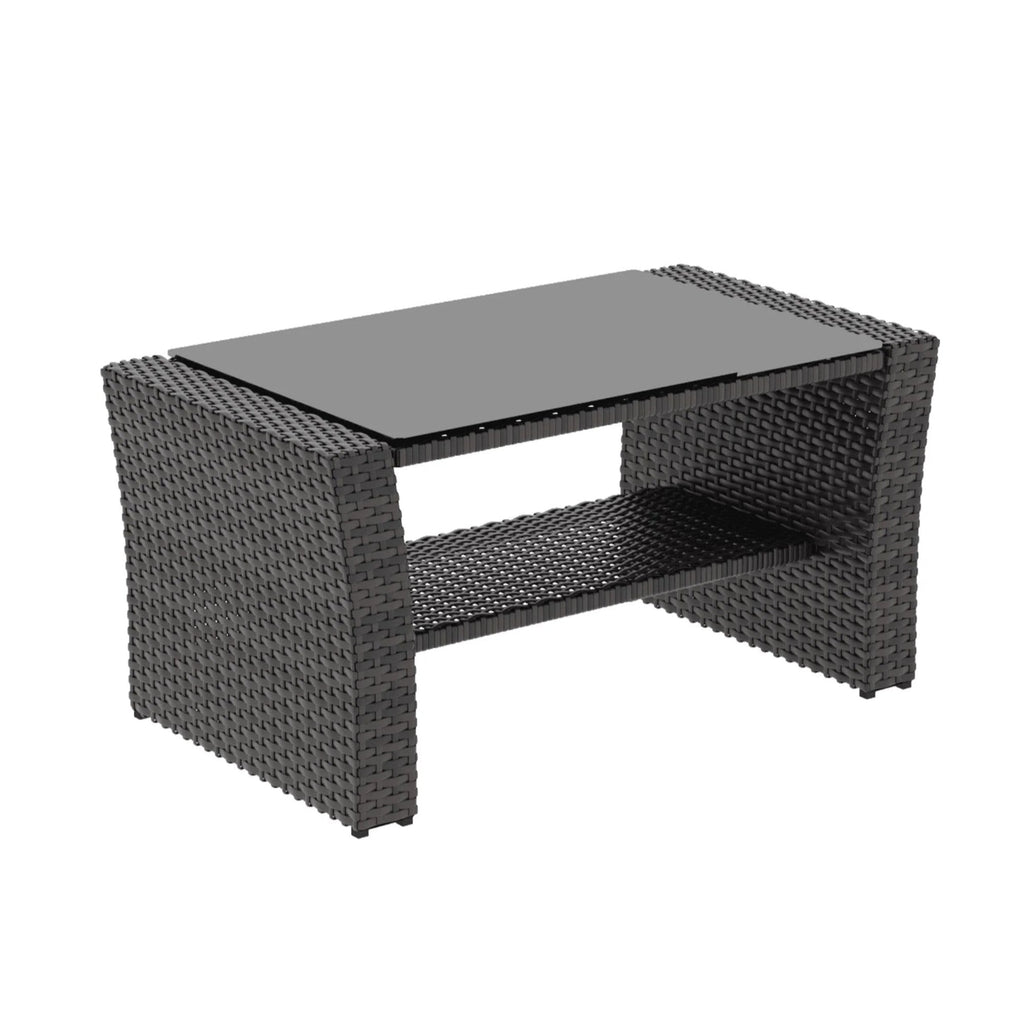 4-Piece Wicker Patio Conversation Set with Glass Table