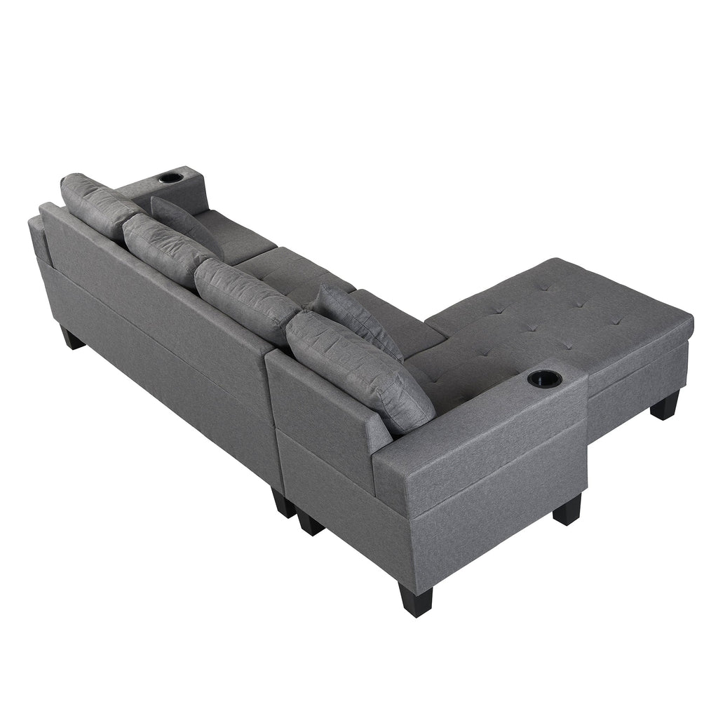 Modern L Shape Sectional Sofa Set with Chaise Lounge