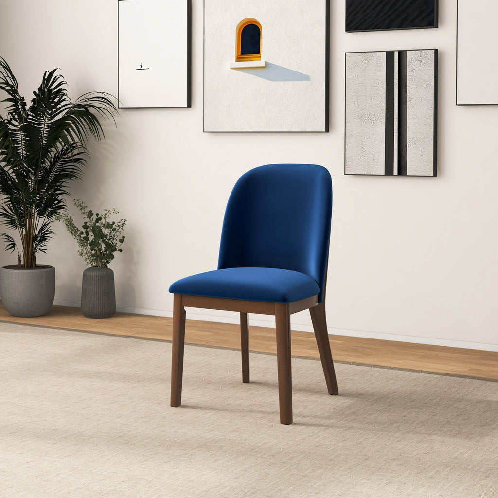Kaitlyn Navy Blue Velvet Dining Chair Set of 2
