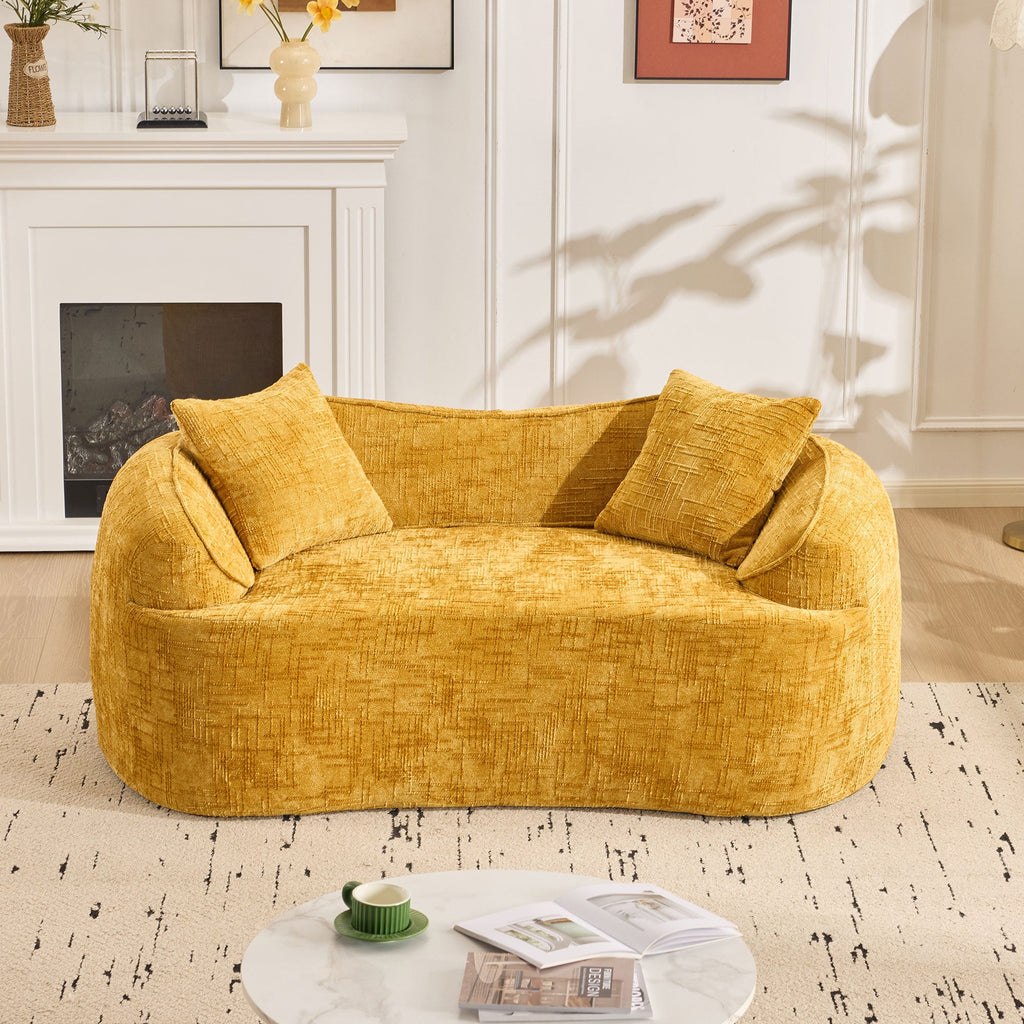 Yellow Curved Two-Person Compress Sofa
