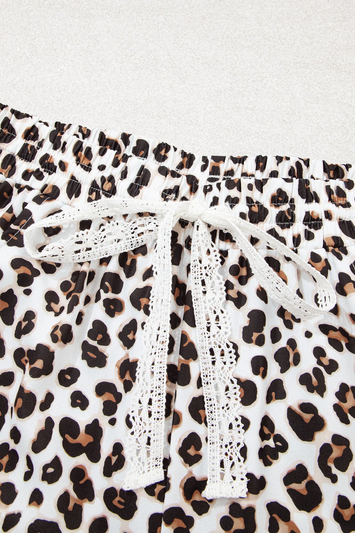 Black Leopard Print Ankle-Length Elastic Waist Pants