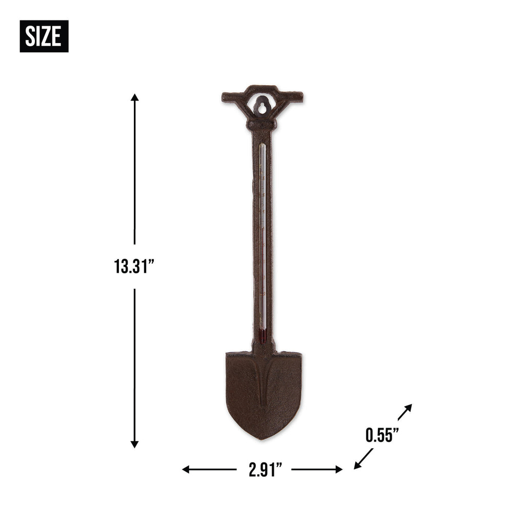GARDEN SHOVEL CAST IRON THERMOMETER