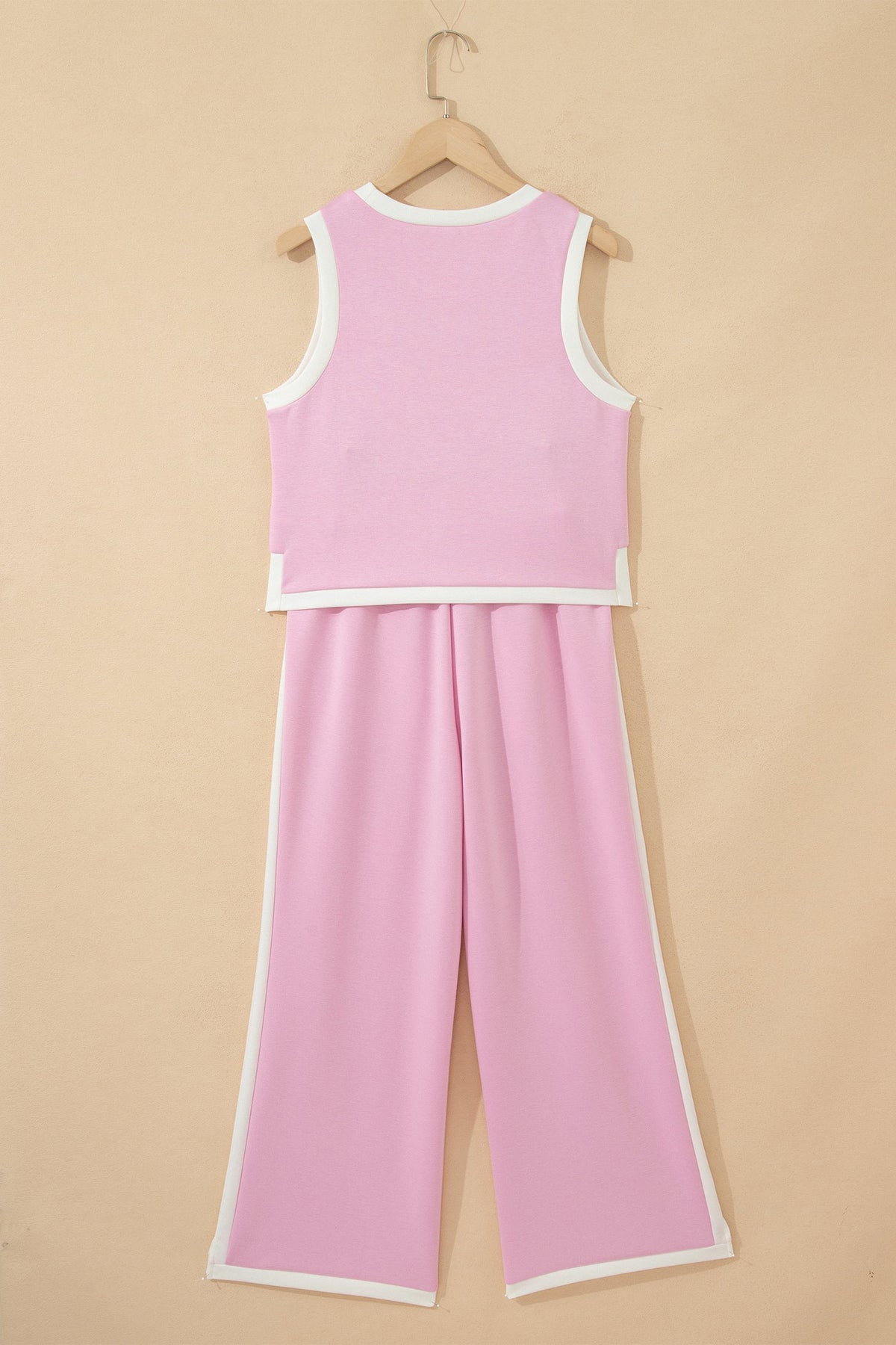 Colorblock Cropped Tank & Elastic Waist Pants Set