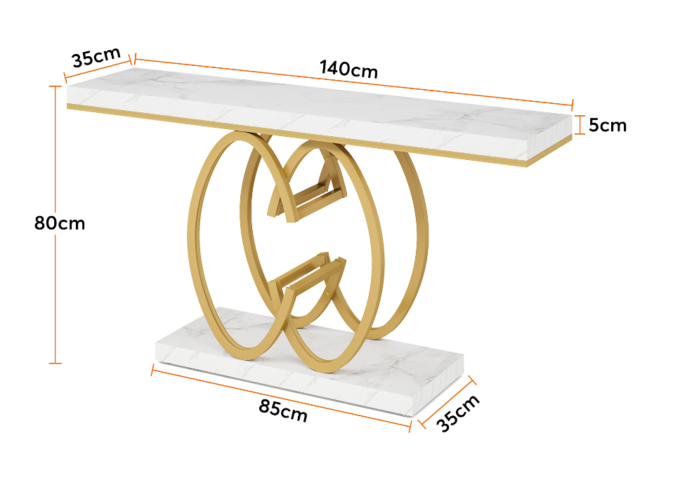Luxurious 55" Faux Marble Console Table