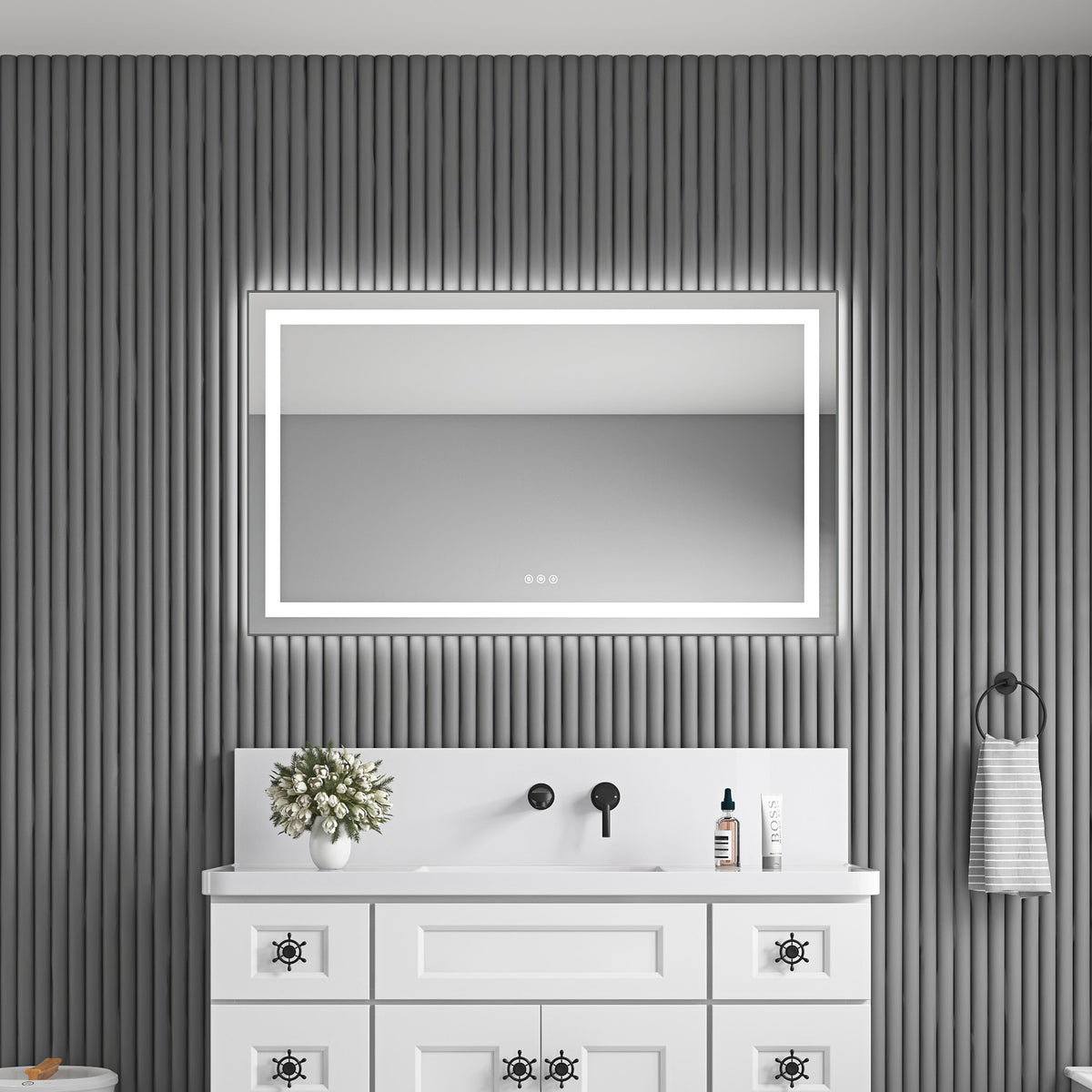 48" x 28" LED Bathroom Mirror with Front and Backlight