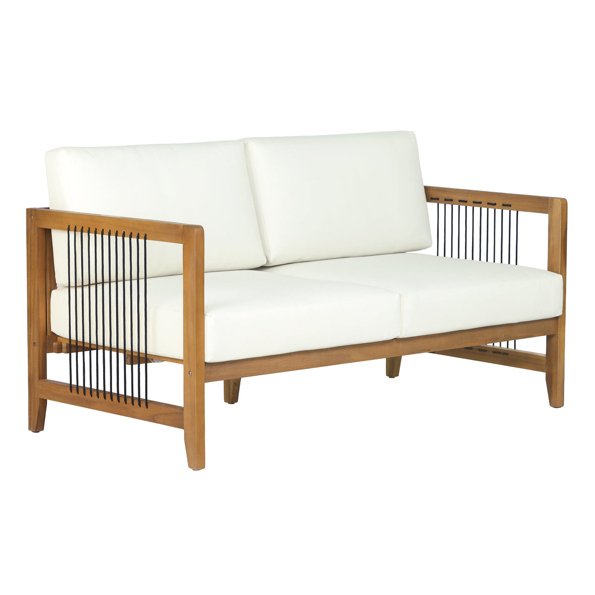 2-Piece Acacia Wood Outdoor Loveseat Set