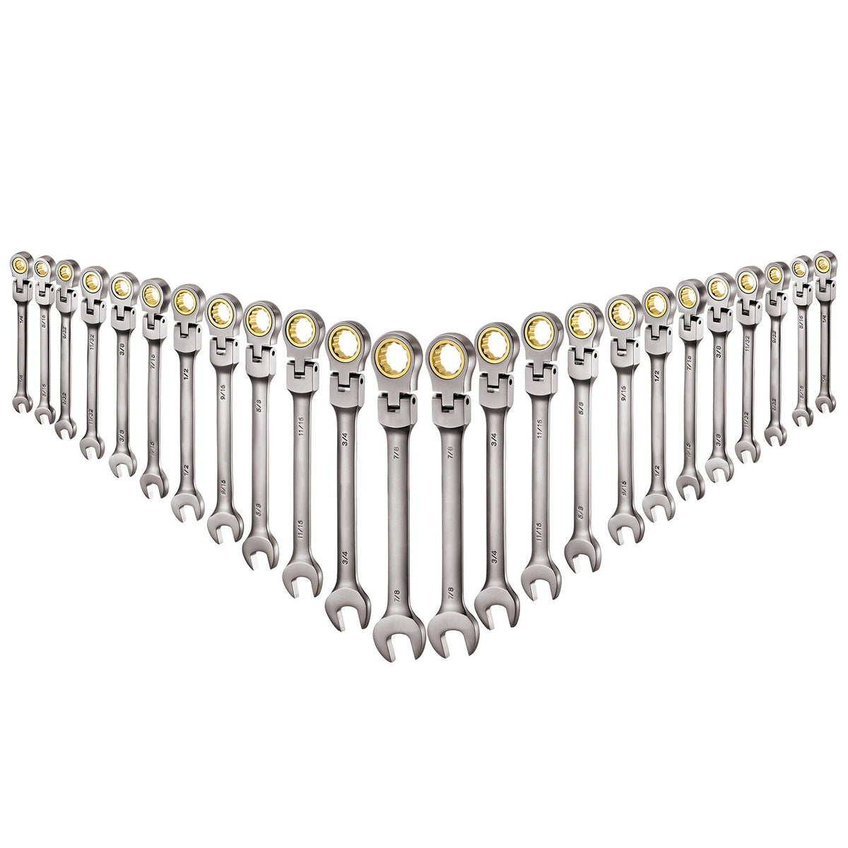 Flex-Head Ratcheting Wrench Set, 24-Piece SAE and Metric