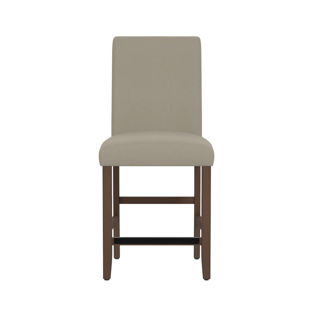 Brown Upholstered Barstools, Set of 2