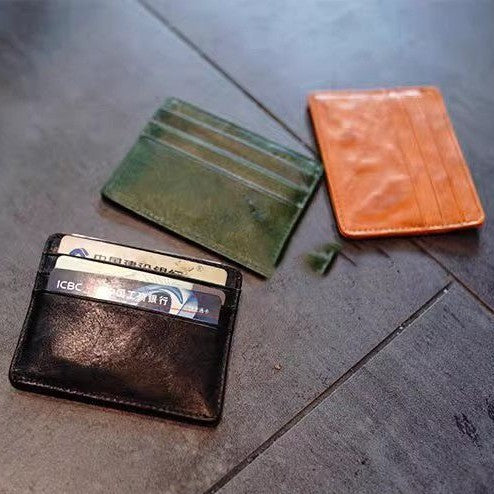 Retro Card Holder Large Capacity Oil-waxed Leather For Drivers License And ID
