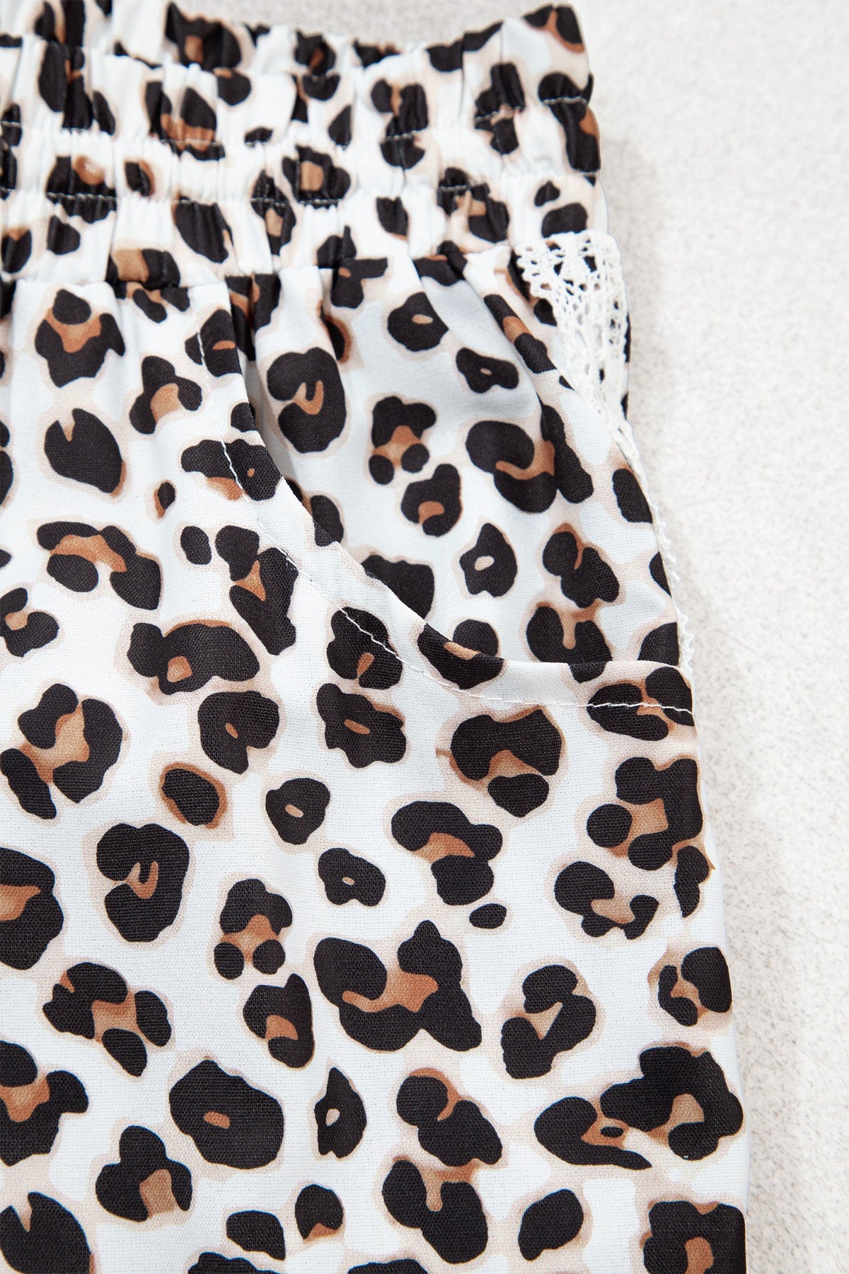 Black Leopard Print Ankle-Length Elastic Waist Pants