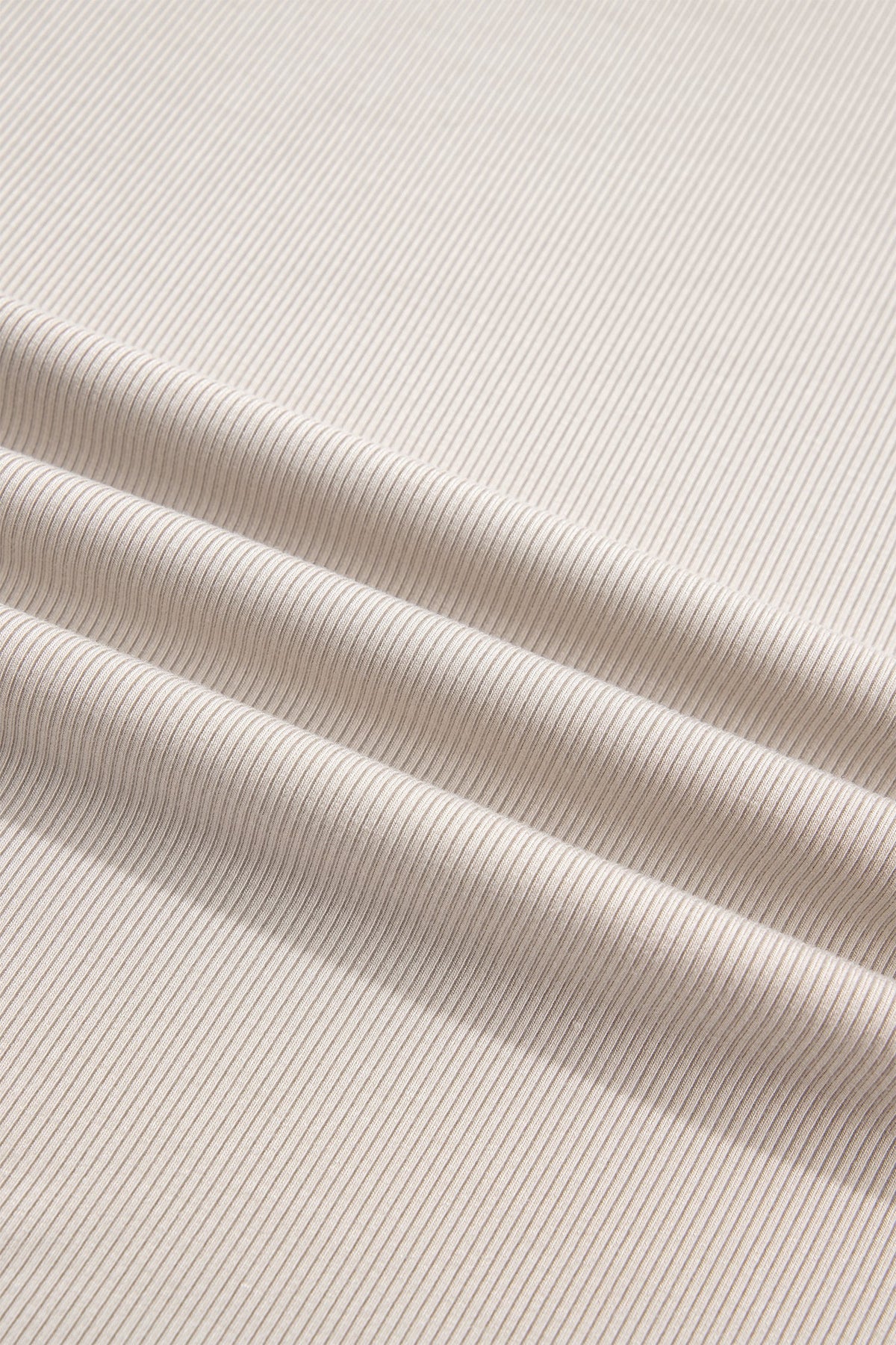Beige Solid Color Round Neck Frill Detail Long Sleeve Top