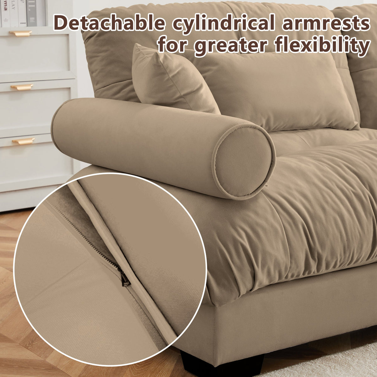 U Shape Modular Sectional Sofa Couch with Movable Ottomans