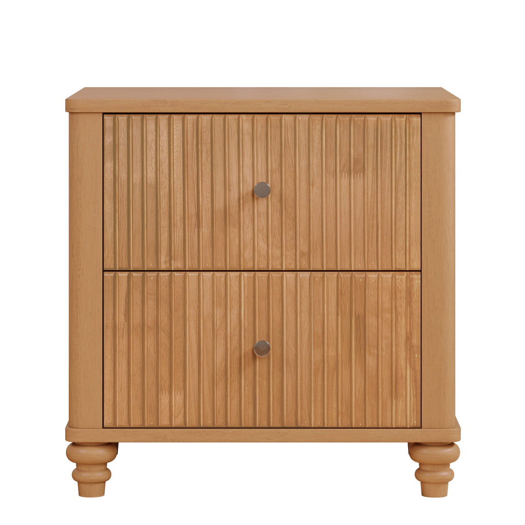 Fluted Nightstand with 3 Drawers