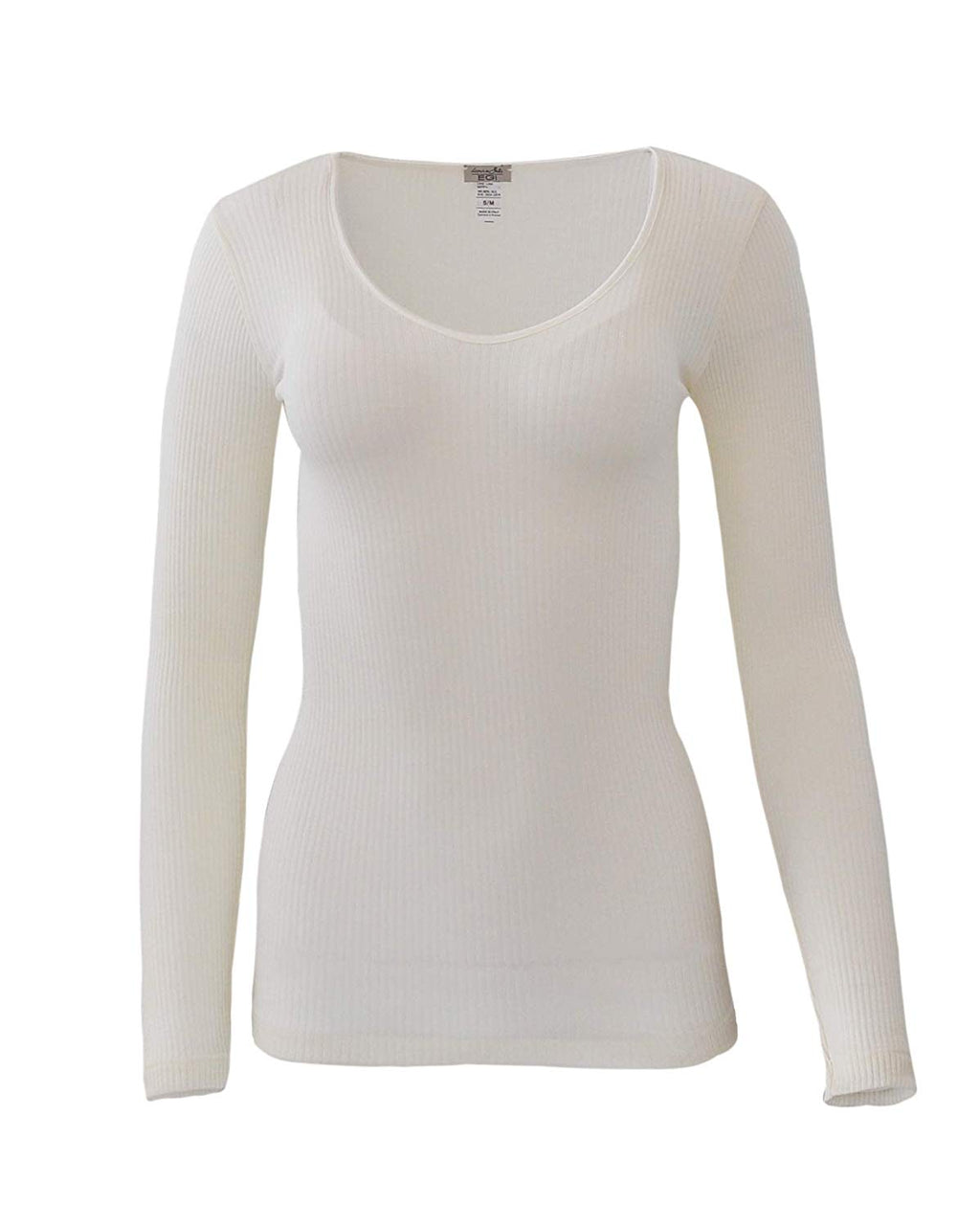 EGi Luxury Wool Silk Long Sleeve Top with Satin Trim. Proudly Made in Italy (1437)