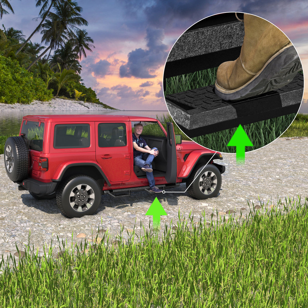 Two Stairs Running Boards Side Steps For Jeep Wrangler JK