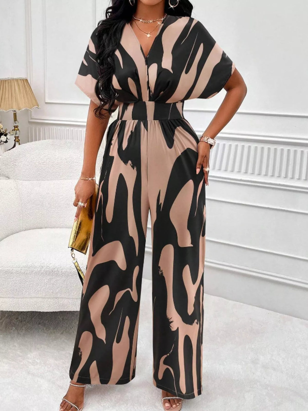 Abstract Print Wide-Leg Jumpsuit