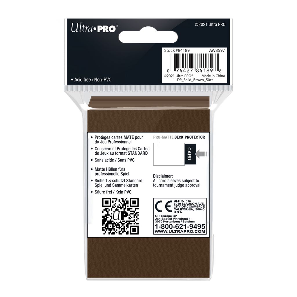 Ultra PRO: Standard 50ct Sleeves - PRO-Matte (Brown)