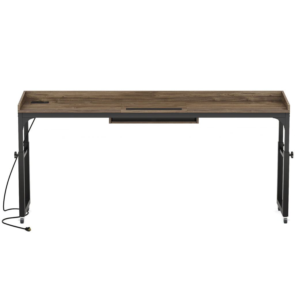Height Adjustable Overbed Table with Wheels