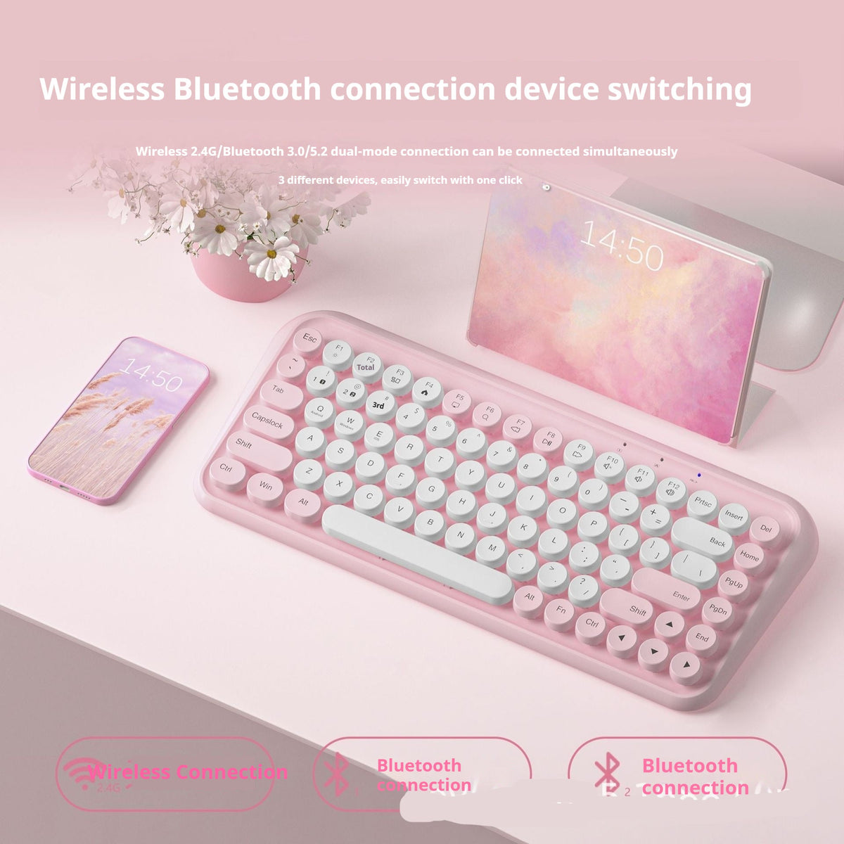 Dual-mode Wireless Bluetooth Mute Portable Keyboard