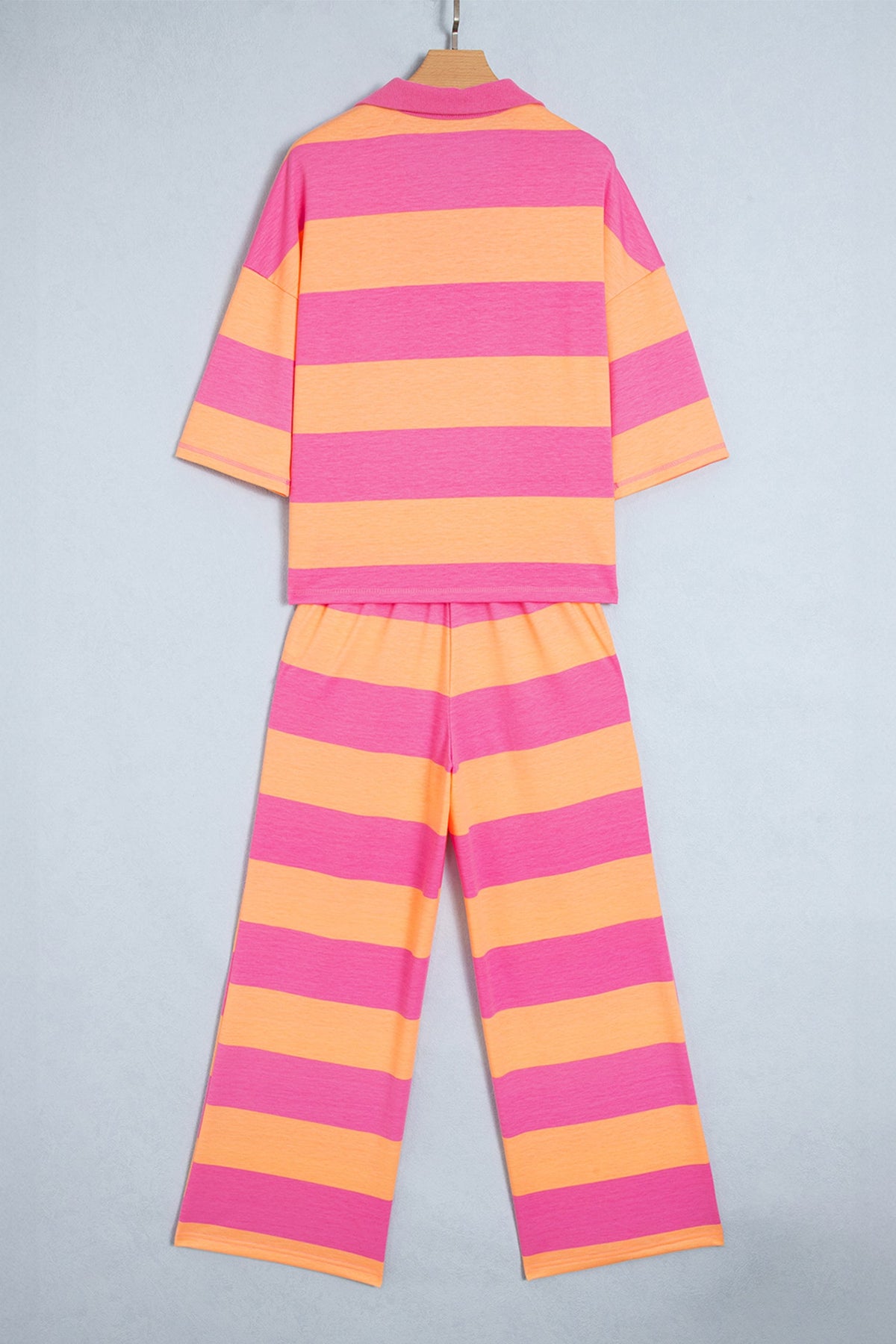 Stripe Colorblock 3/4 Sleeve Top and Pants Set