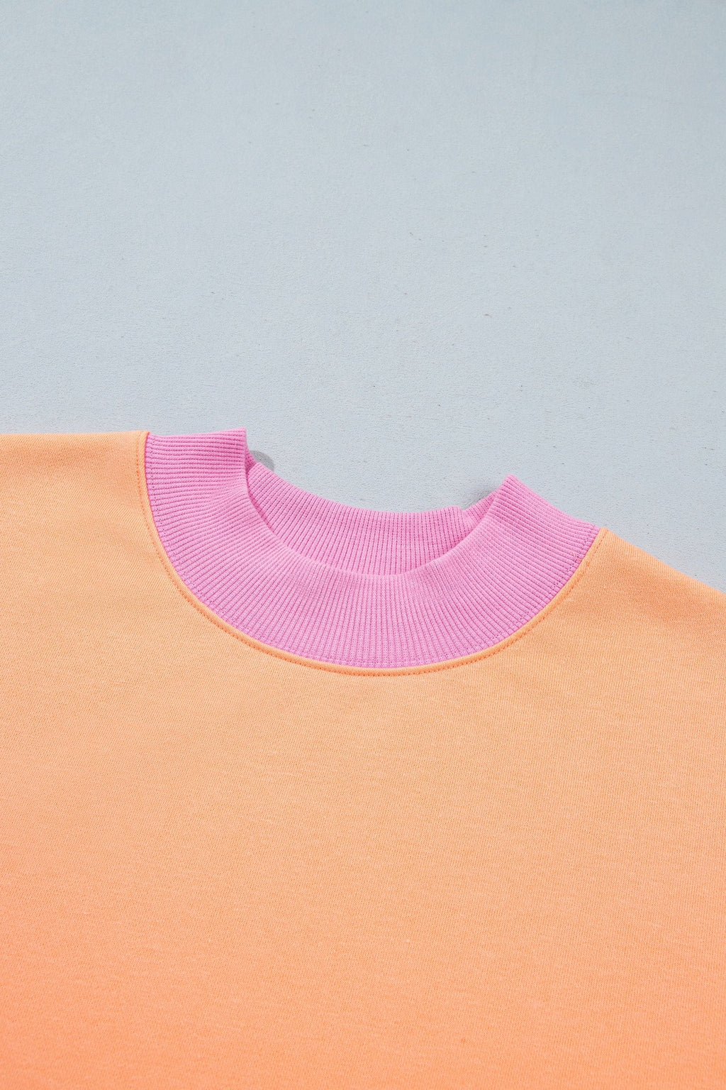 Pink Colorblock Trim Crewneck Long Sleeve Pullover Sweatshirt