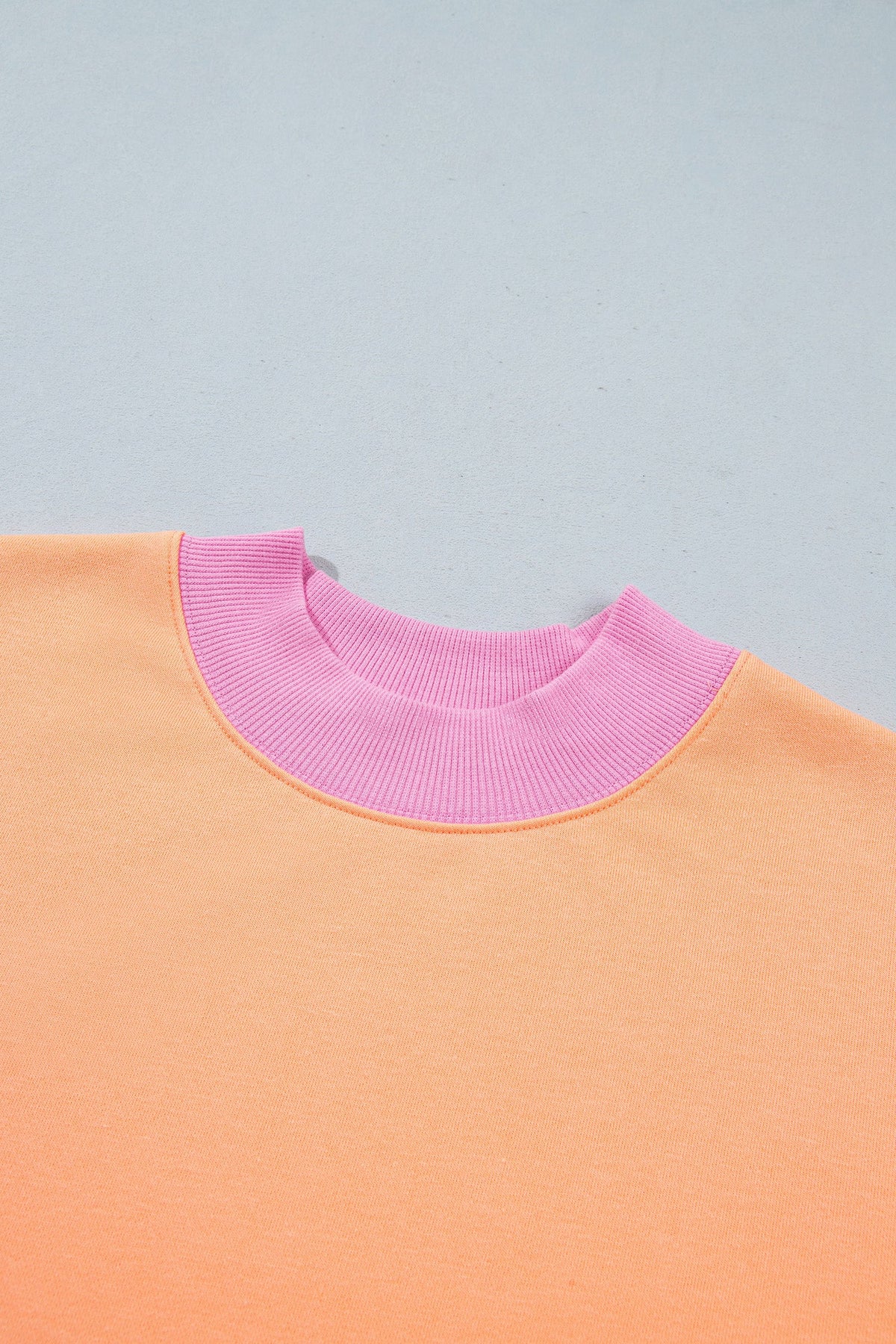 Pink Colorblock Trim Crewneck Long Sleeve Pullover Sweatshirt