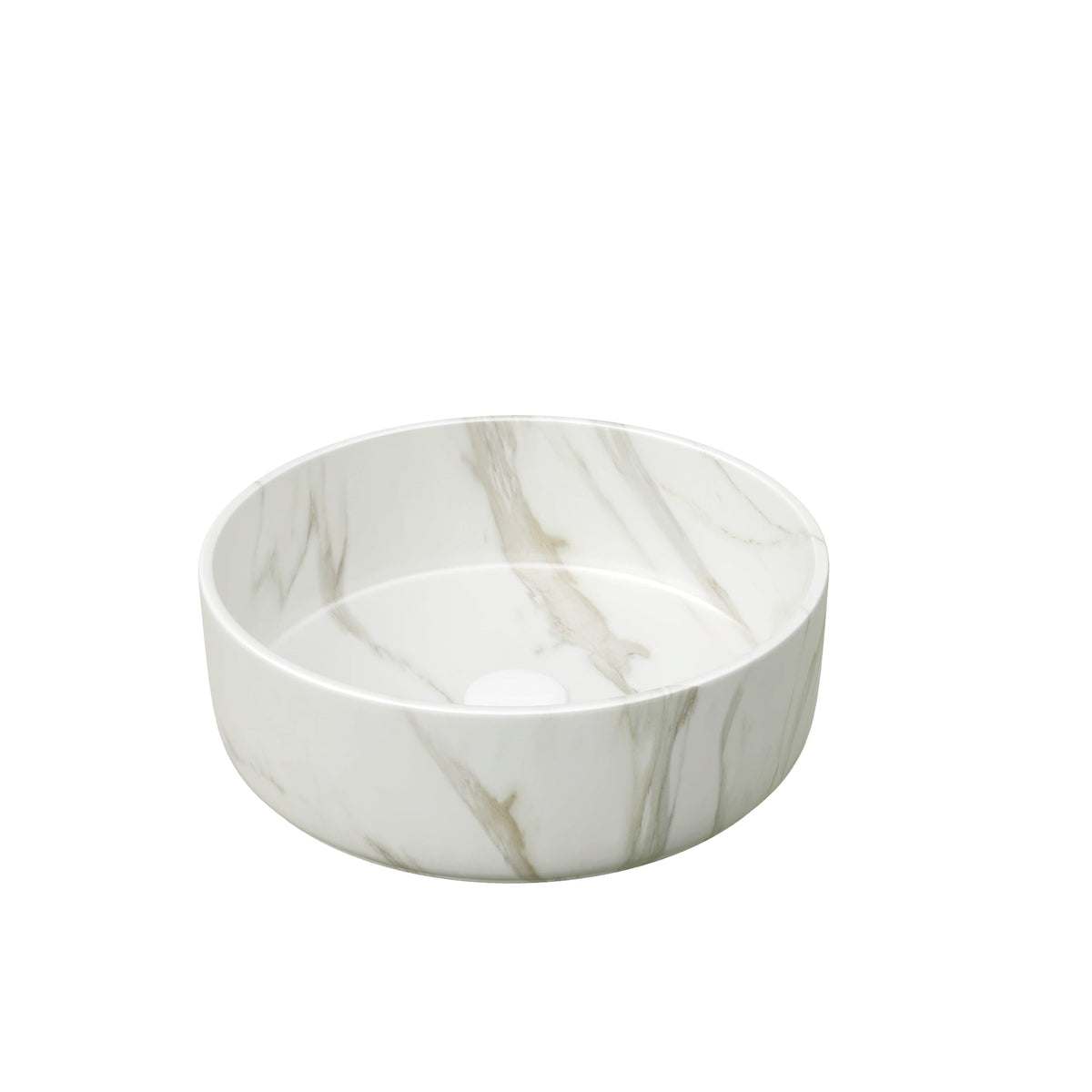 14" Round Vessel Ceramic Bathroom Sink with Stone Pattern