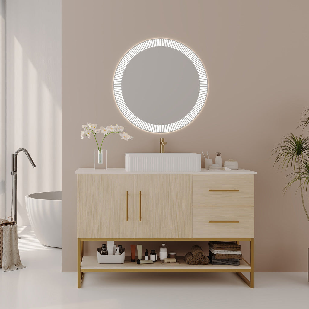 47.2" Modern Bathroom Vanity with Ceramic Vessel Sink