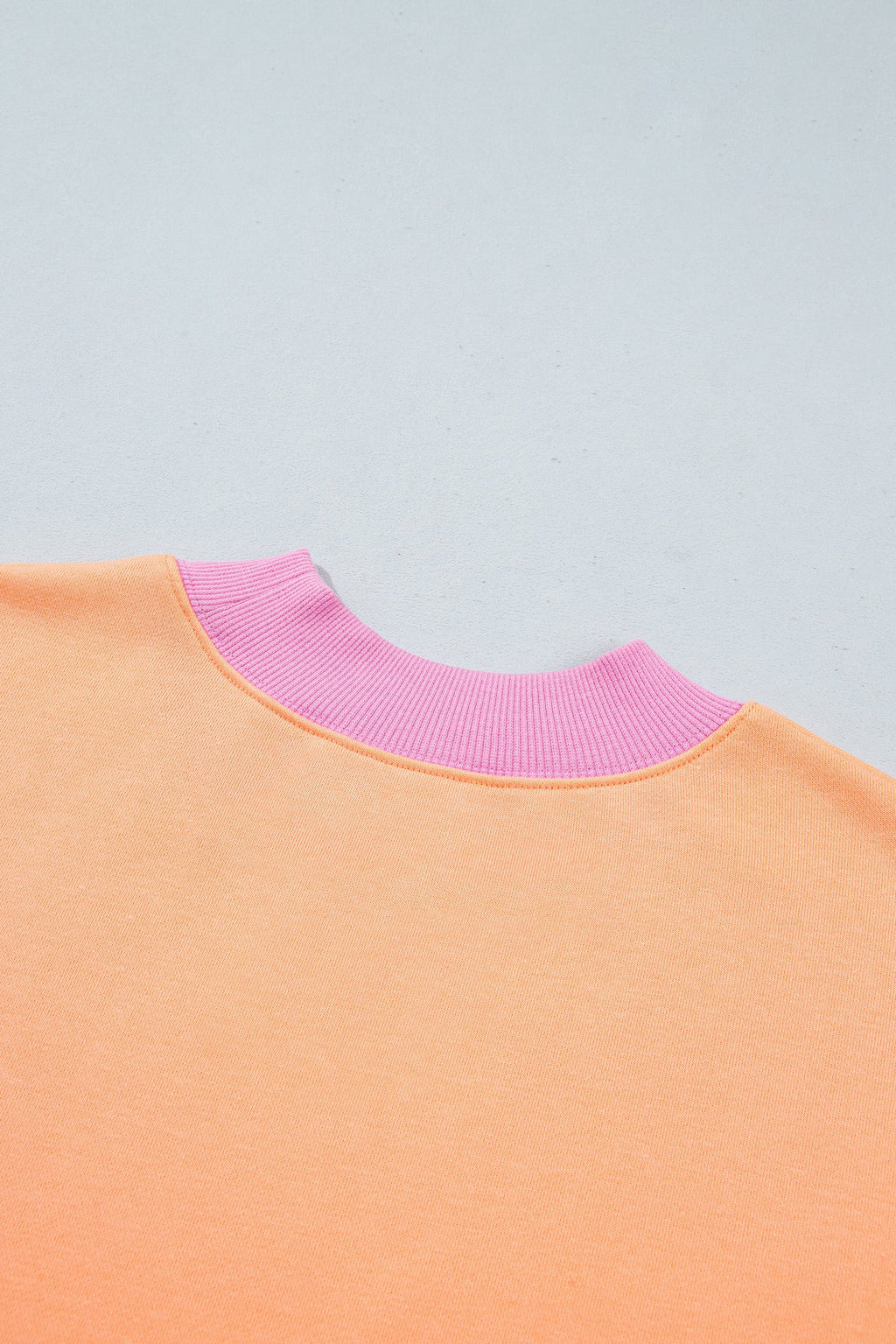 Pink Colorblock Trim Crewneck Long Sleeve Pullover Sweatshirt