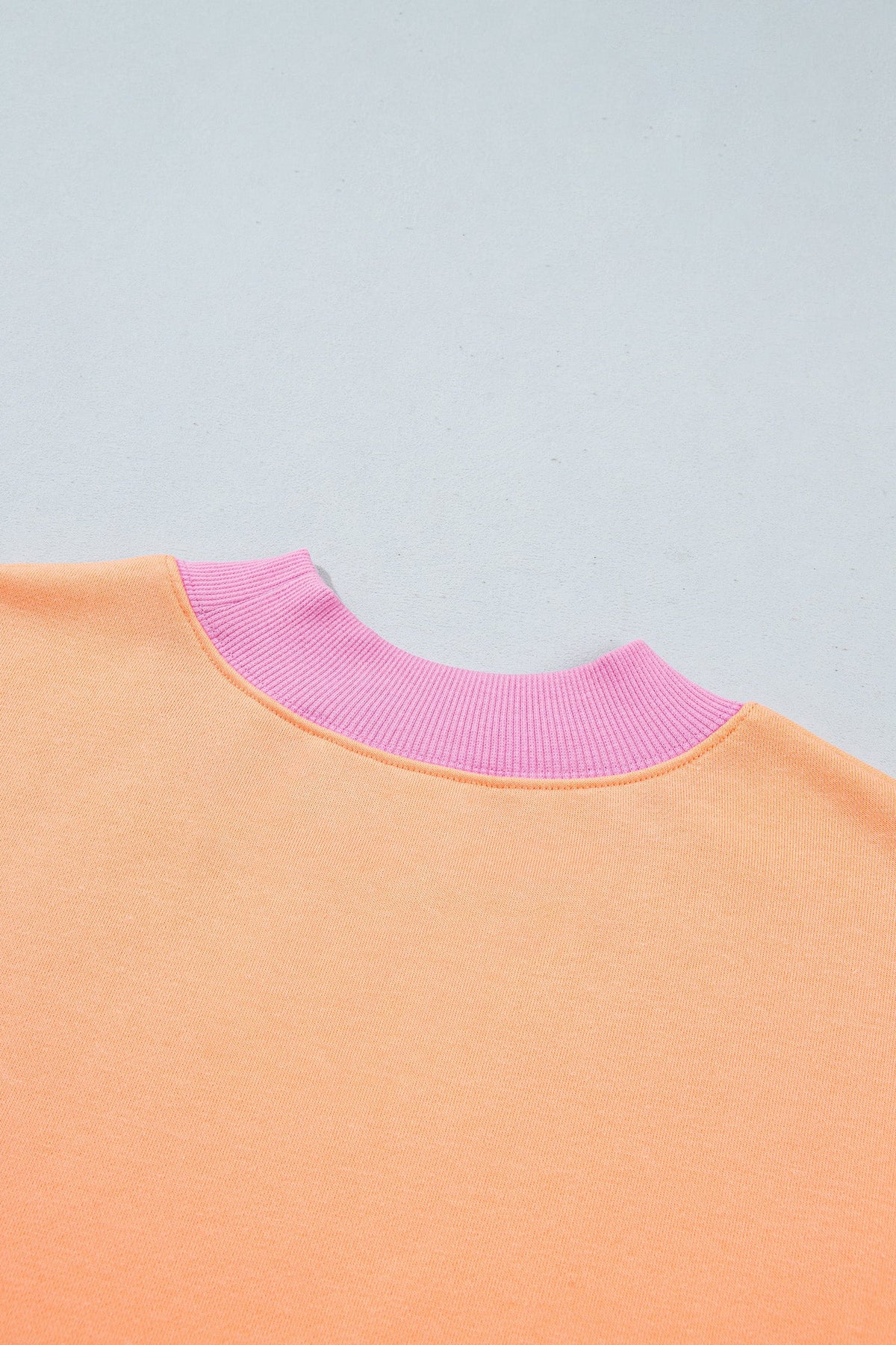 Pink Colorblock Trim Crewneck Long Sleeve Pullover Sweatshirt