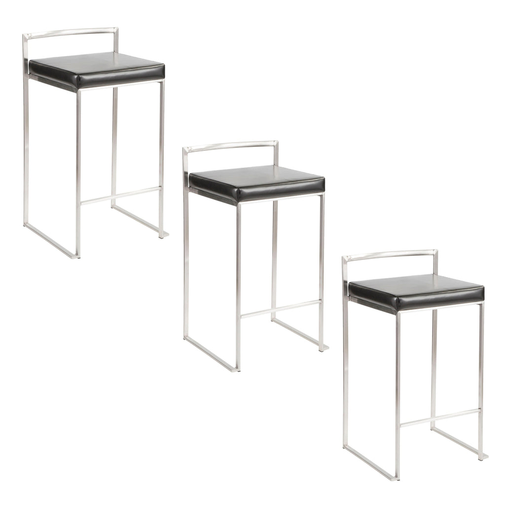 26" Contemporary Stackable Counter Stool in Brushed Stainless Steel
