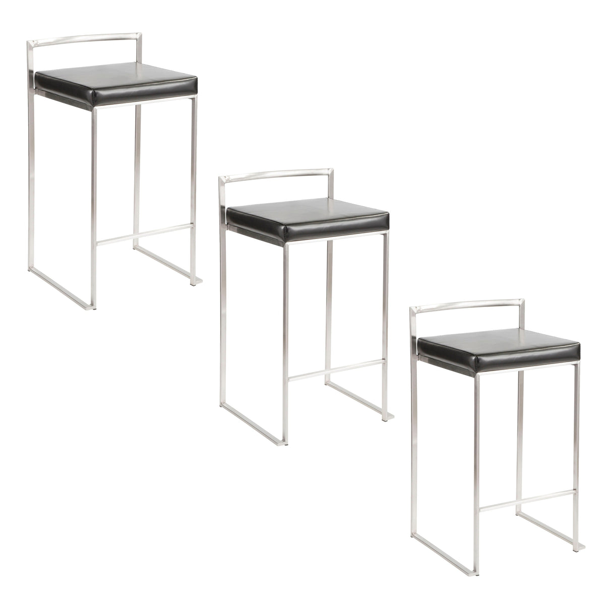 26" Contemporary Stackable Counter Stool in Brushed Stainless Steel