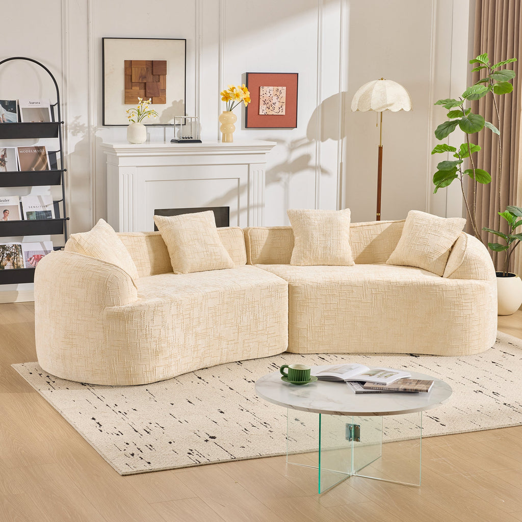 Beige Curved Compressed Sofa